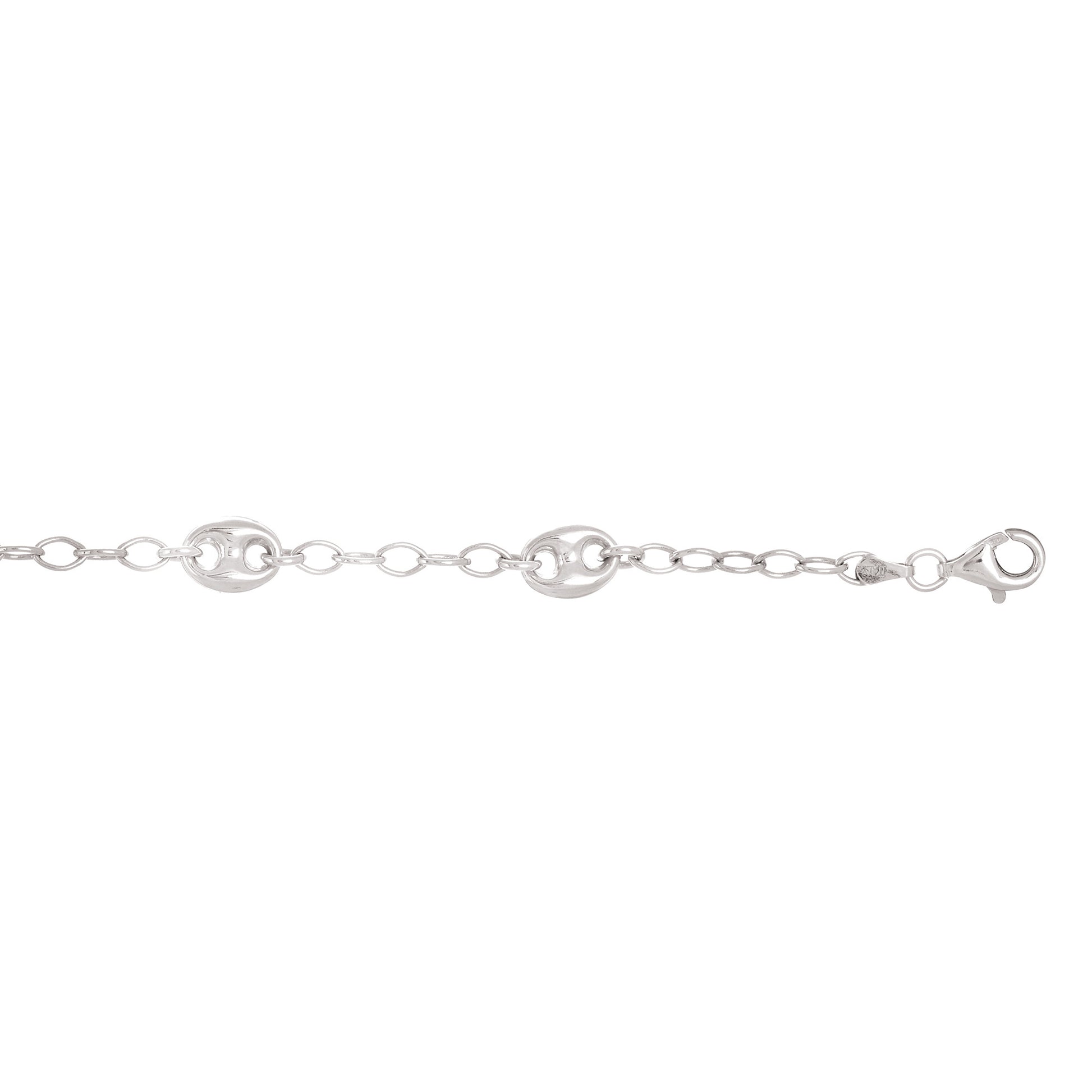 Sterling Silver Puff Mariner Link Oval Link Bracelet 7.25 Inches