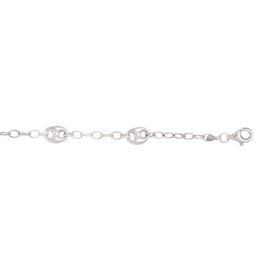 Sterling Silver Puff Mariner Link Oval Link Bracelet 7.25 Inches