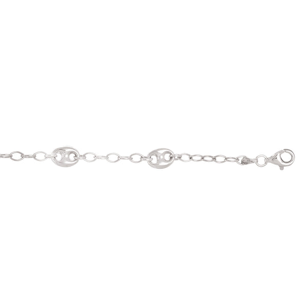 Sterling Silver Puff Mariner Link Oval Link Bracelet 7.25 Inches