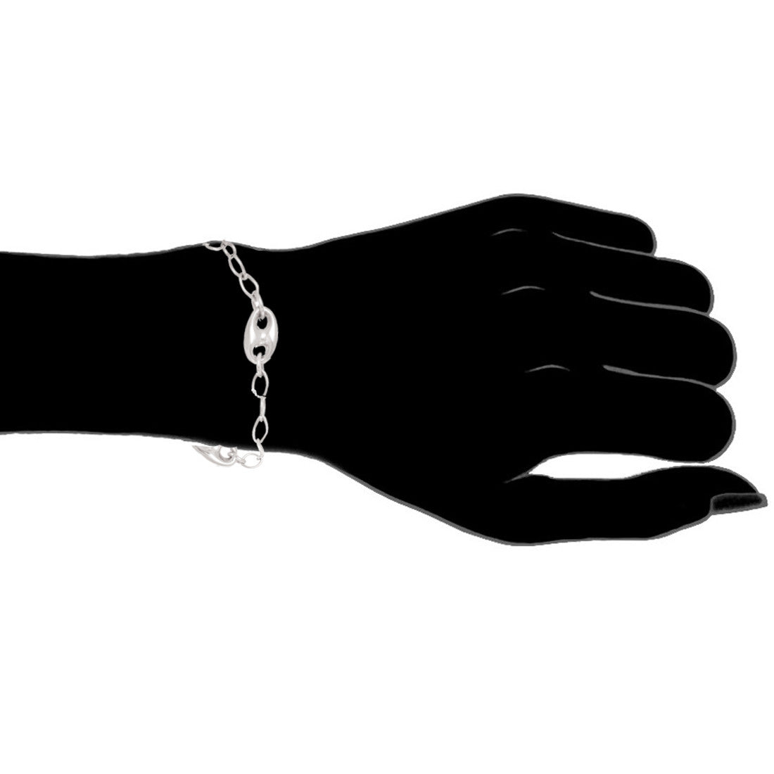 Ritastephens Exquisite Sterling Silver Puff Mariner Link and Oval Link Bracelet – 7.25'', Featuring a Unique Blend of Puff Mariner and Oval Links