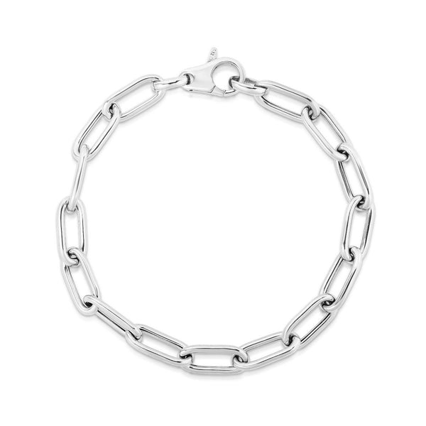 Sterling Silver Polished Paperclip Link Chain Bracelet 3.5 mm