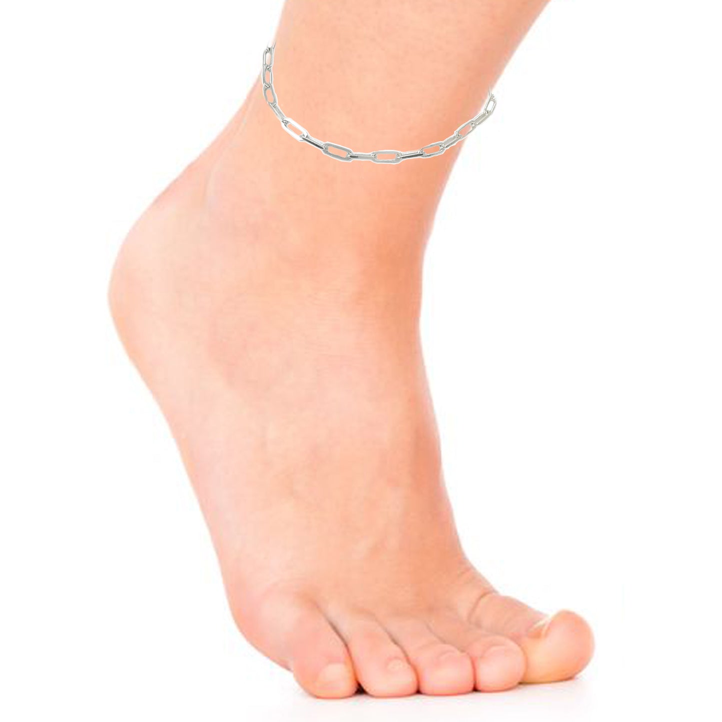 Ritastephens Elegant Sterling Silver Paperclip Link Anklet – Modern Design with Subtle Shine, High-Quality Polished Silver, and Adjustable Fit for a Sophisticated, Luxurious Accessory