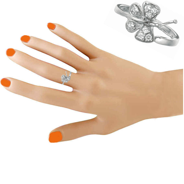 .925 Sterling Silver CZ Butterfly Crossover Adjustable Ring or Toe Ring