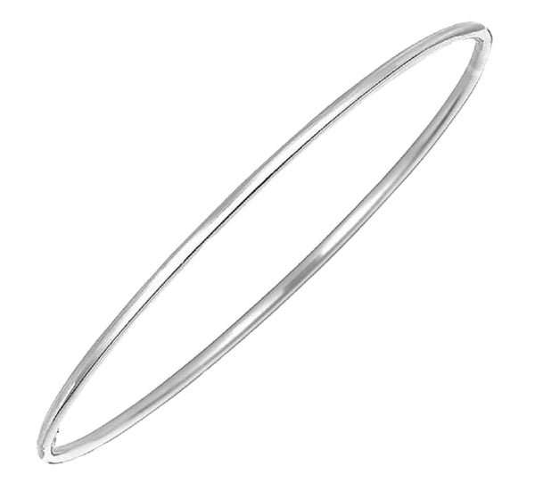 Sterling Silver Shiny Slip On Stackable Bangle Bracelet Kada 2mm 8"