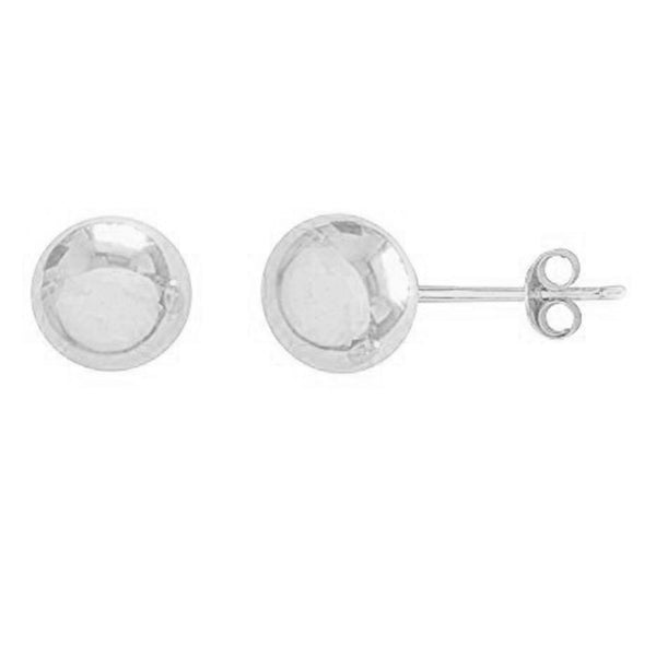 14K White Gold Round Ball Earrings Studs 5mm