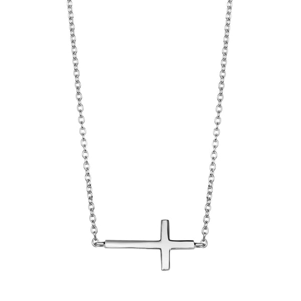 Sterling Silver Baby Sideways Cross Necklace