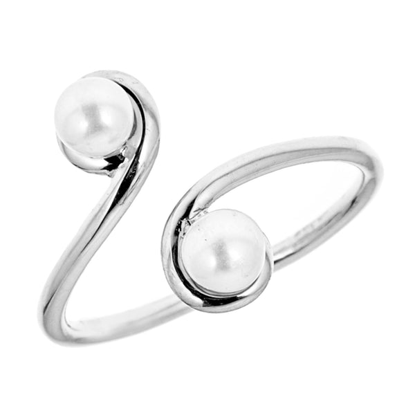 Sterling Silver Fresh Water Cultured Pearl Crossover Ring or Toe Ring Adjustable