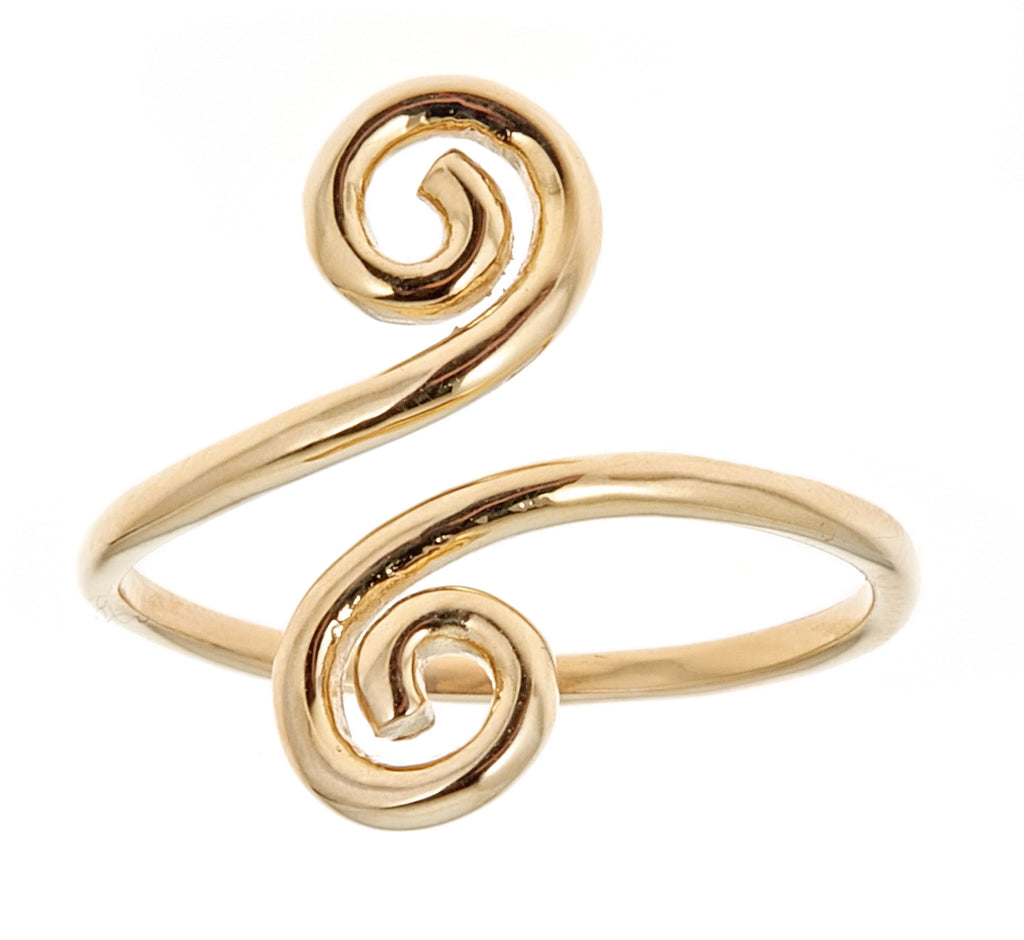 14k Solid Yellow Gold Swirl Body Art Adjustable Ring or Toe Ring