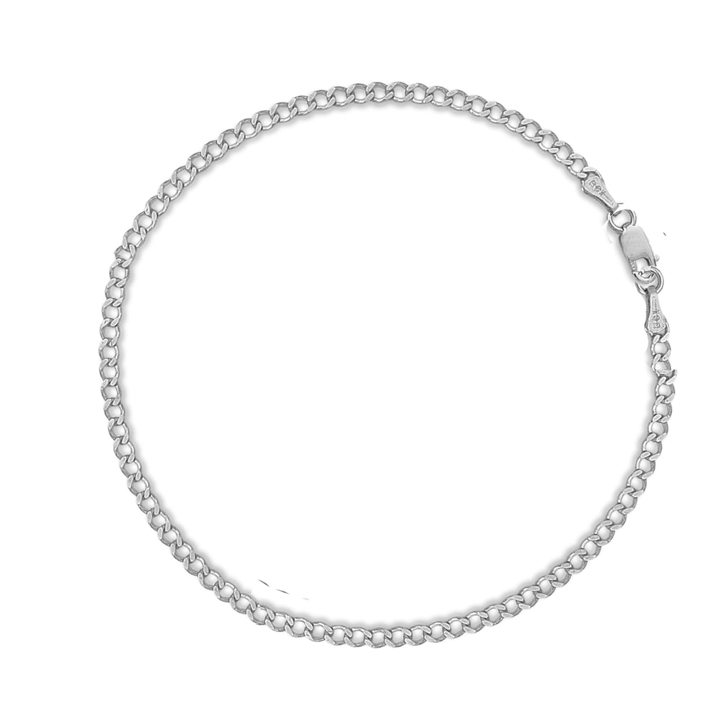 14k White Gold Curb Chain Anklet Bracelet 10" 2.5mm