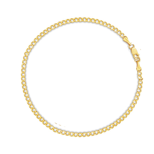Ritatephens Sterling Silver or Gold Plated Rhodium Finished Curb Link Anklet – 2mm Ankle Chain, Elegant 10" and 11" Foot Jewelry, Classic Curb Link Ankle Bracelet