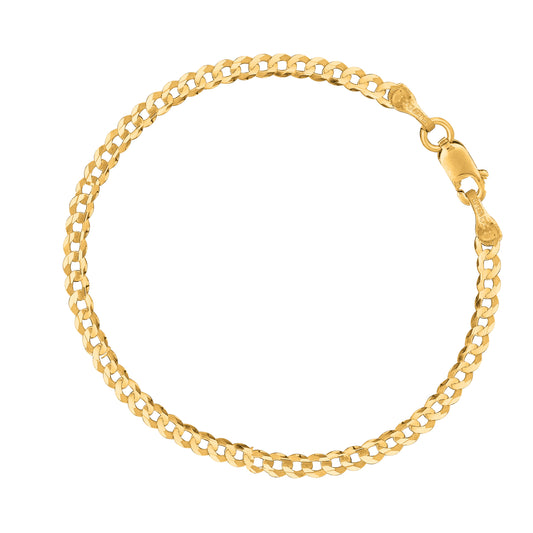 Ritastephens Classic 14K Yellow Gold Curb Chain Anklet Bracelet – 10-Inch Length with 2.5mm Links for a Timeless and Elegant Accessory, Perfect for Everyday Wear and Special Occasions