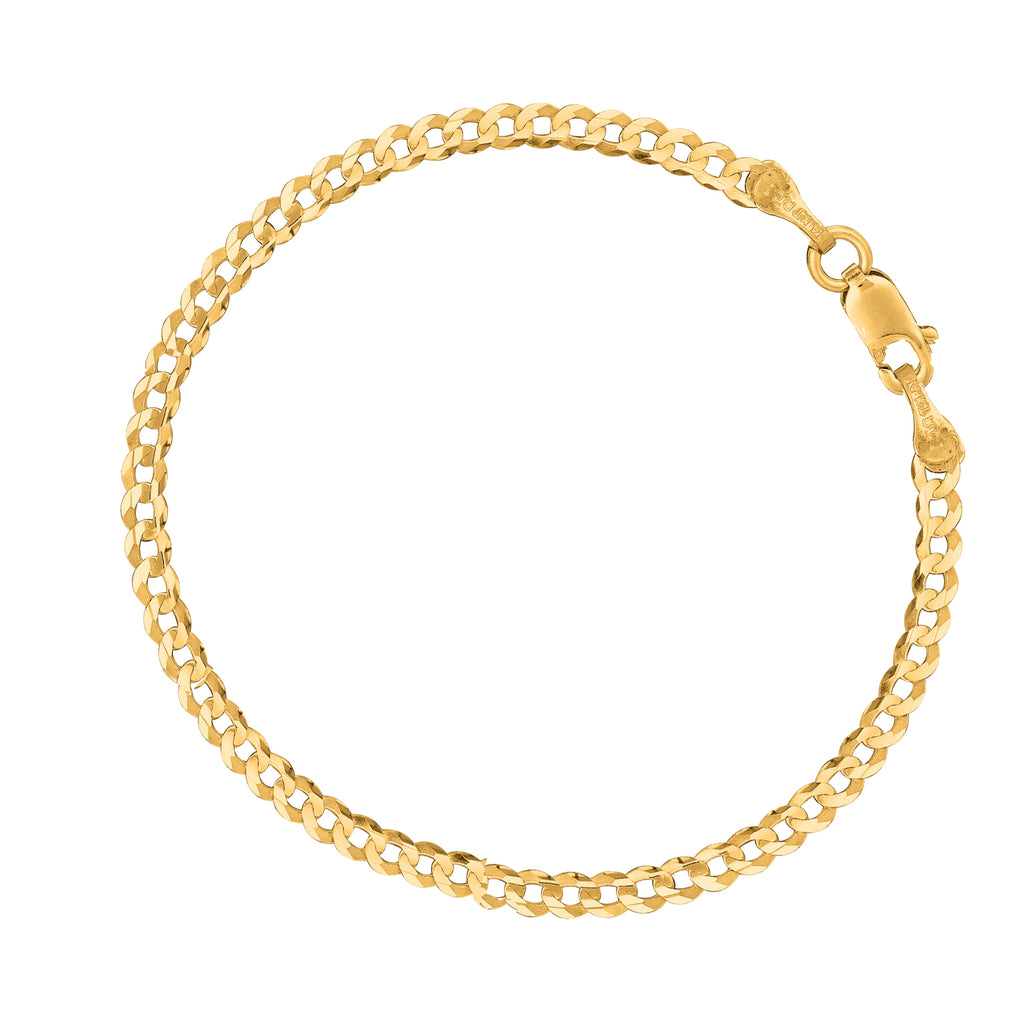 14k Yellow Gold Curb Chain Anklet Bracelet 10" 2.5mm