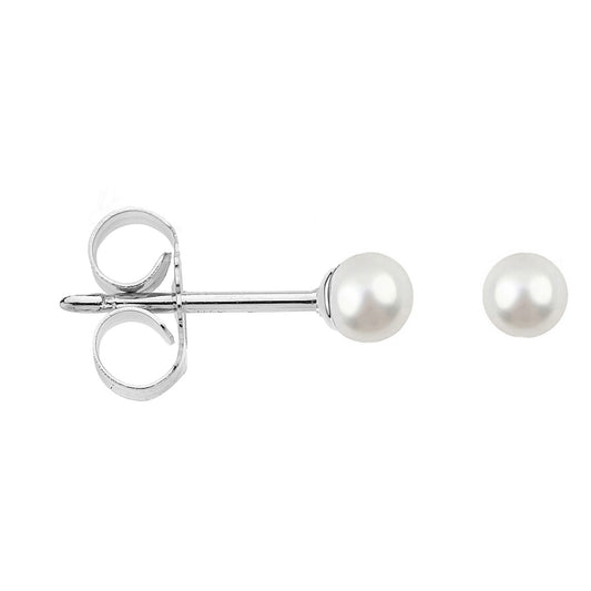 Ritastephens 14K White Gold Freshwater Cultured Pearl Stud Earrings 5mm - Elegant and Classic Pearl Studs with Timeless Design, Luxurious High-Quality Pearls, Chic and Sophisticated Fine Jewelry for Everyday Wear