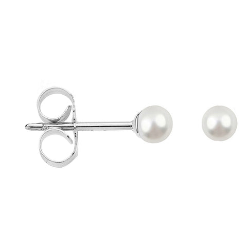 14K White Gold Fresh Water Cultured Pearl Stud Earrings 5mm