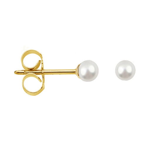 14K Solid Gold Fresh Water Cultured Pearl Stud Earrings 6mm