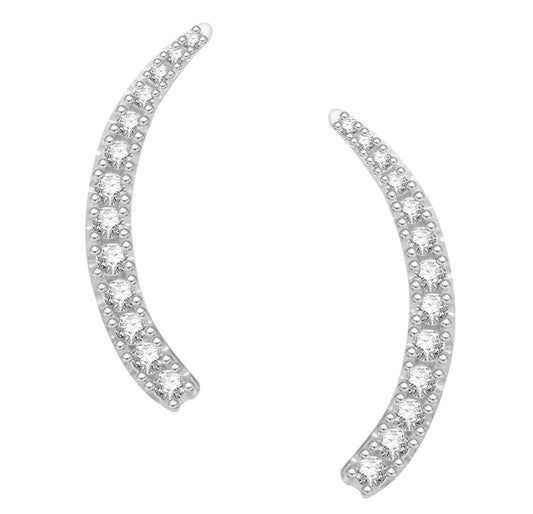 Ritastephens Elegant 20mm Sterling Silver CZ Ear Climbers – Sparkling, Modern Chic Earrings with Dazzling Contemporary Design, Stylish Silver Climbing Jewelry for Trendy Sophistication