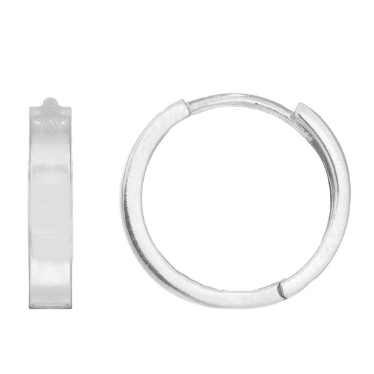 Ritastephens 14K Real White Gold Baby Huggy Hoops – 11mm Classic Small White Gold Huggies, Elegant Tiny Hoop Earrings, Perfect for Everyday Wear, 14K Gold Jewelry