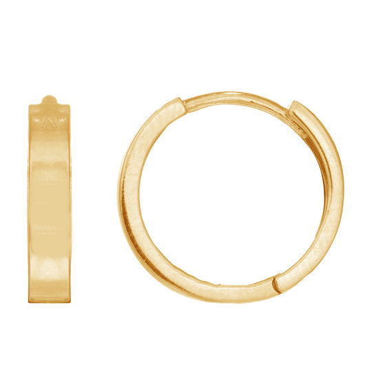 Ritastephens 14k Gold Square Tubular Huggie Hoop Earrings – 2.5mm x 13mm, Elegant Gold Huggies, Modern Square Design, Sleek Tubular Hoops, Perfect Small Gold Earrings