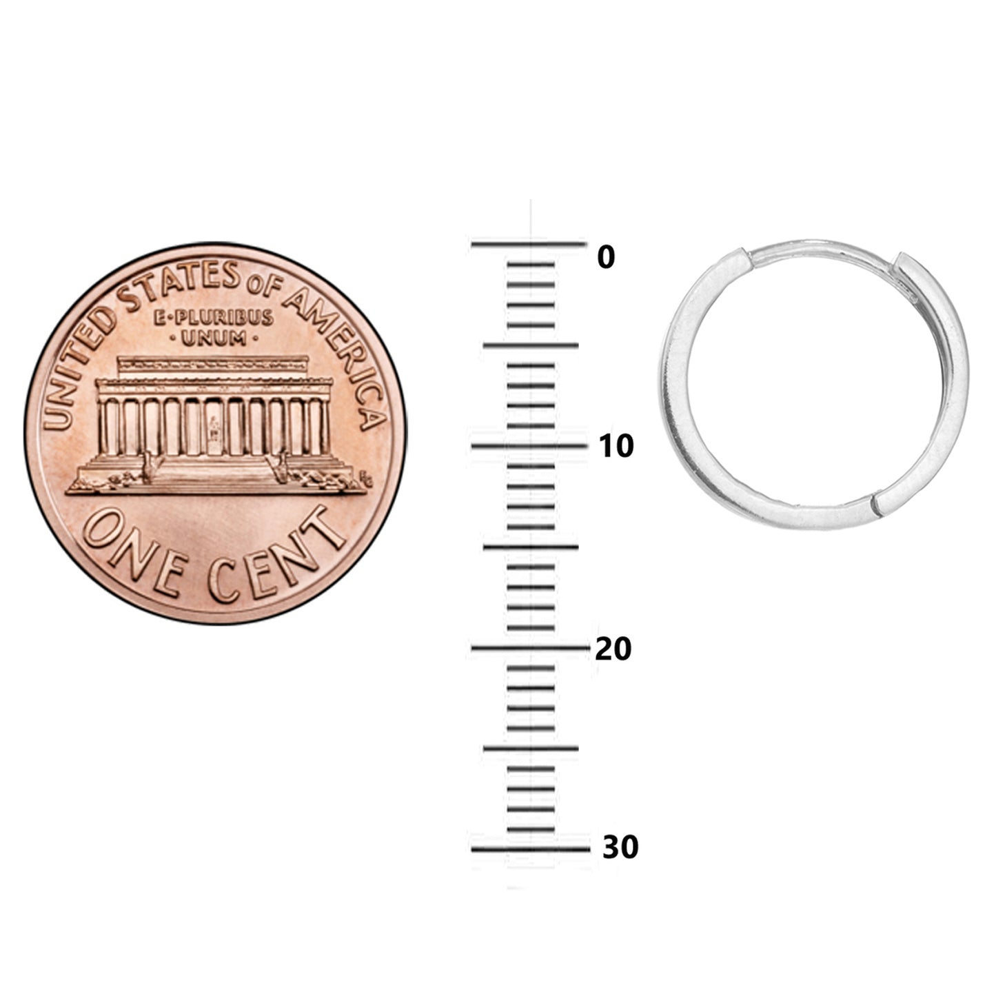 Ritastephens   925 Sterling Silver Mini Huggy Huggie Earrings - Shiny 12.5mm Hoops, Elegant & Classic Silver Huggies, High-Quality Polished Sterling Silver