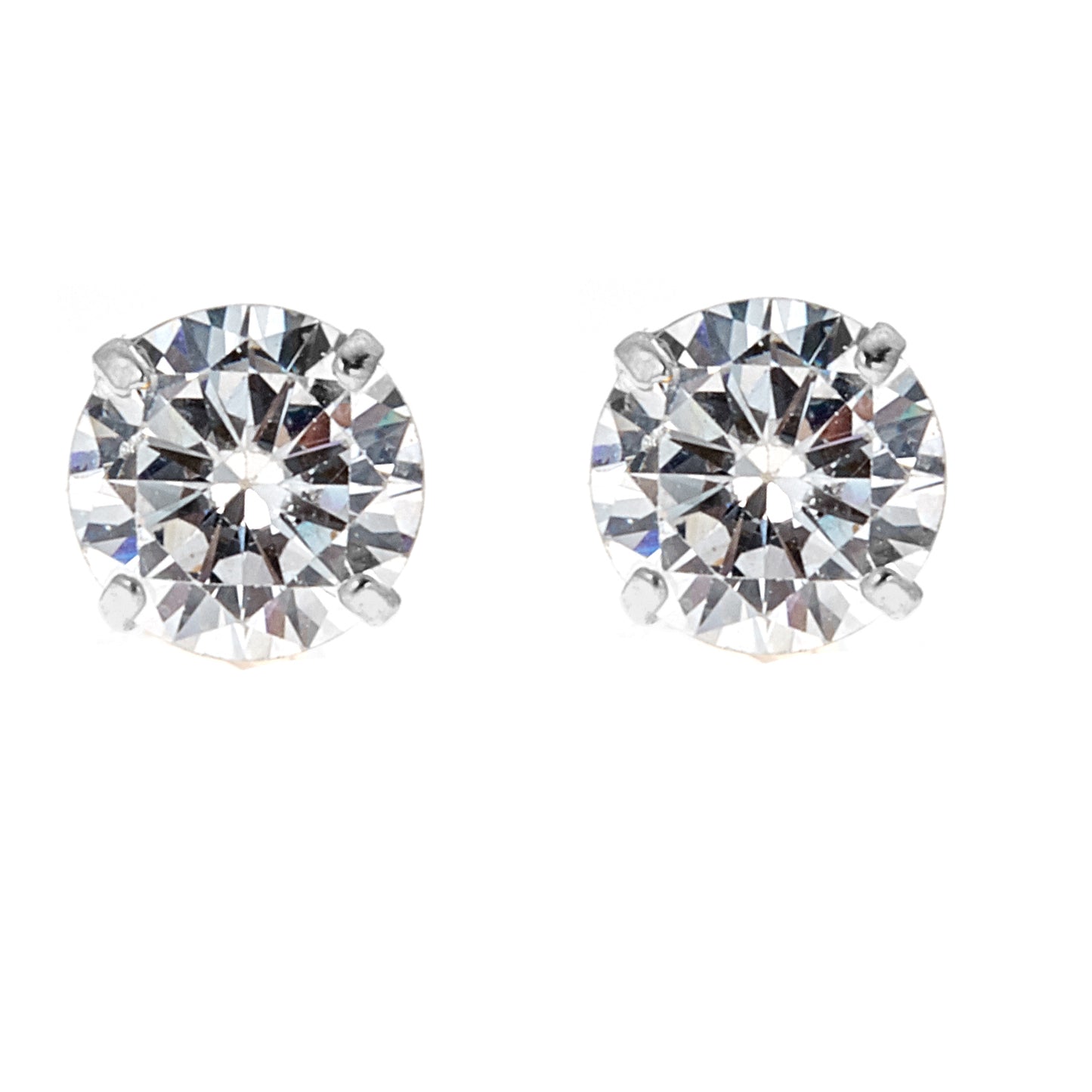Ritastephens Elegant Silver CZ Stud Earrings - Classic Basket-Set Design with Adjustable Size Options and Sparkling High-Quality Cubic Zirconia for Timeless, Stylish Jewelry