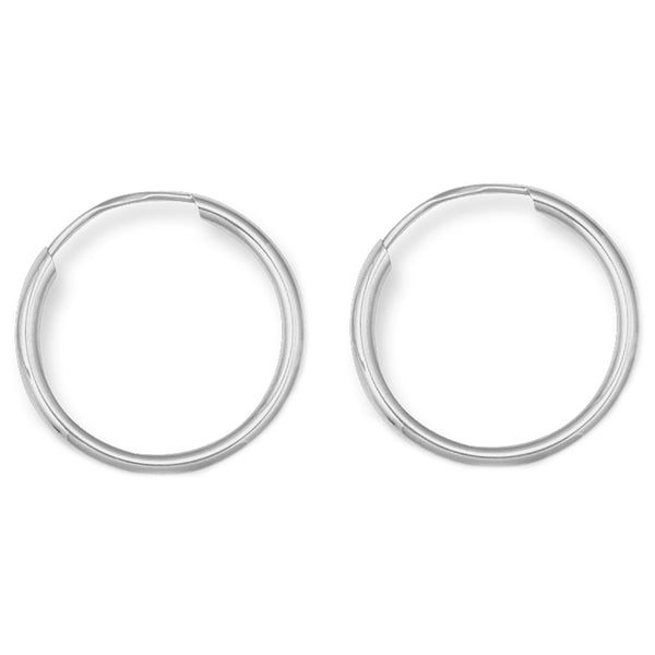 14K White Gold Hoops Endless Hoop Earrings 10mm, 12mm, 14mm, 16mm, 18mm, 21mm, 25mm