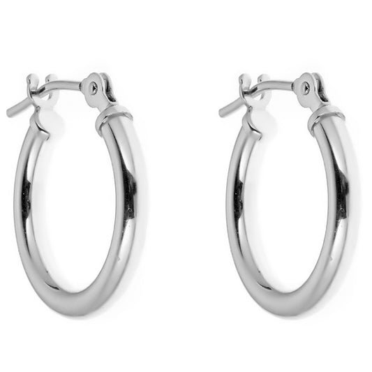 Ritastephens 14K Real White Gold Tubular Hoop Earrings – Elegant 16mm x 2mm Classic & Modern Hoops, Sleek Fine White Gold Jewelry, Premium Quality, Timeless Design