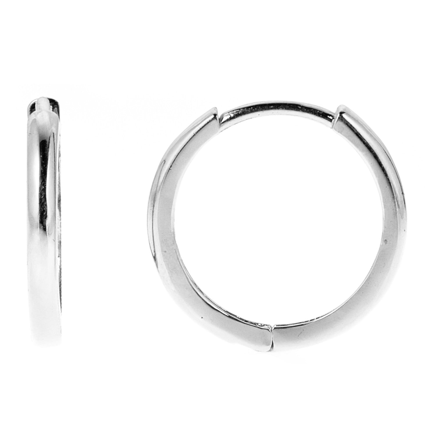 Ritastephens Elegant 10K Real White Gold Baby Huggy Huggies Hoops Earrings - Chic 10mm Tiny White Gold Hoops, Classic & Dainty Huggies for Everyday Wear