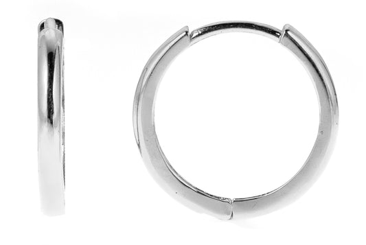 Ritastephens 14K White Gold Huggy Huggies Hoop Earrings – Elegant 12mm Real Gold Hoops, Classic & Timeless Design, Petite & Sleek, Fine White Gold Jewelry, Premium Quality