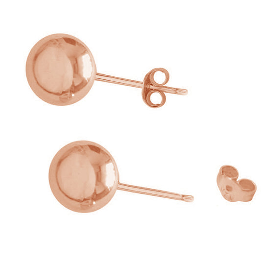 Ritastephens 14k Rose Pink Gold Ball Stud Post Baby Earrings - 3mm Tiny, Elegant Gold Studs | Classic Rose Gold Ball Studs | Dainty, Lightweight & Secure | Perfect for Everyday Wear