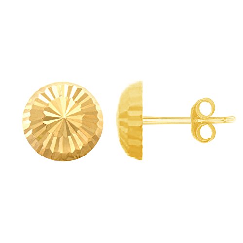 14k Solid Gold Shiny Faceted Ball Stud Earrings Bola 4mm, 5mm, 6mm
