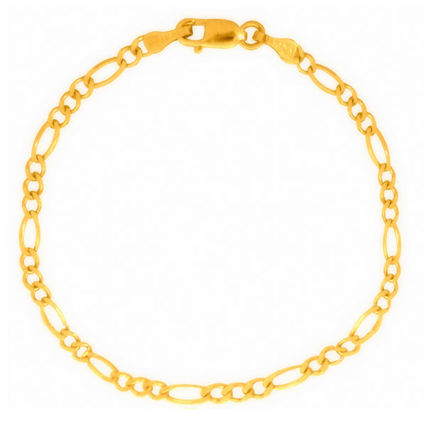 Ritastephens Sterling Silver or Gold Tone Italian 2.1mm Figaro Link Chain Anklet, or Bracelet