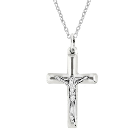 Children's Sterling Silver Baby Cross Crucifix Pendant Necklace 16"
