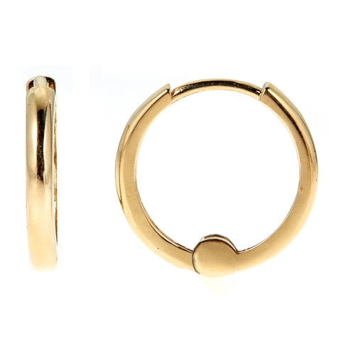 14k Solid Yellow Gold Baby Huggy Huggies Earrings Hoops 1.5 X 9mm {Small}