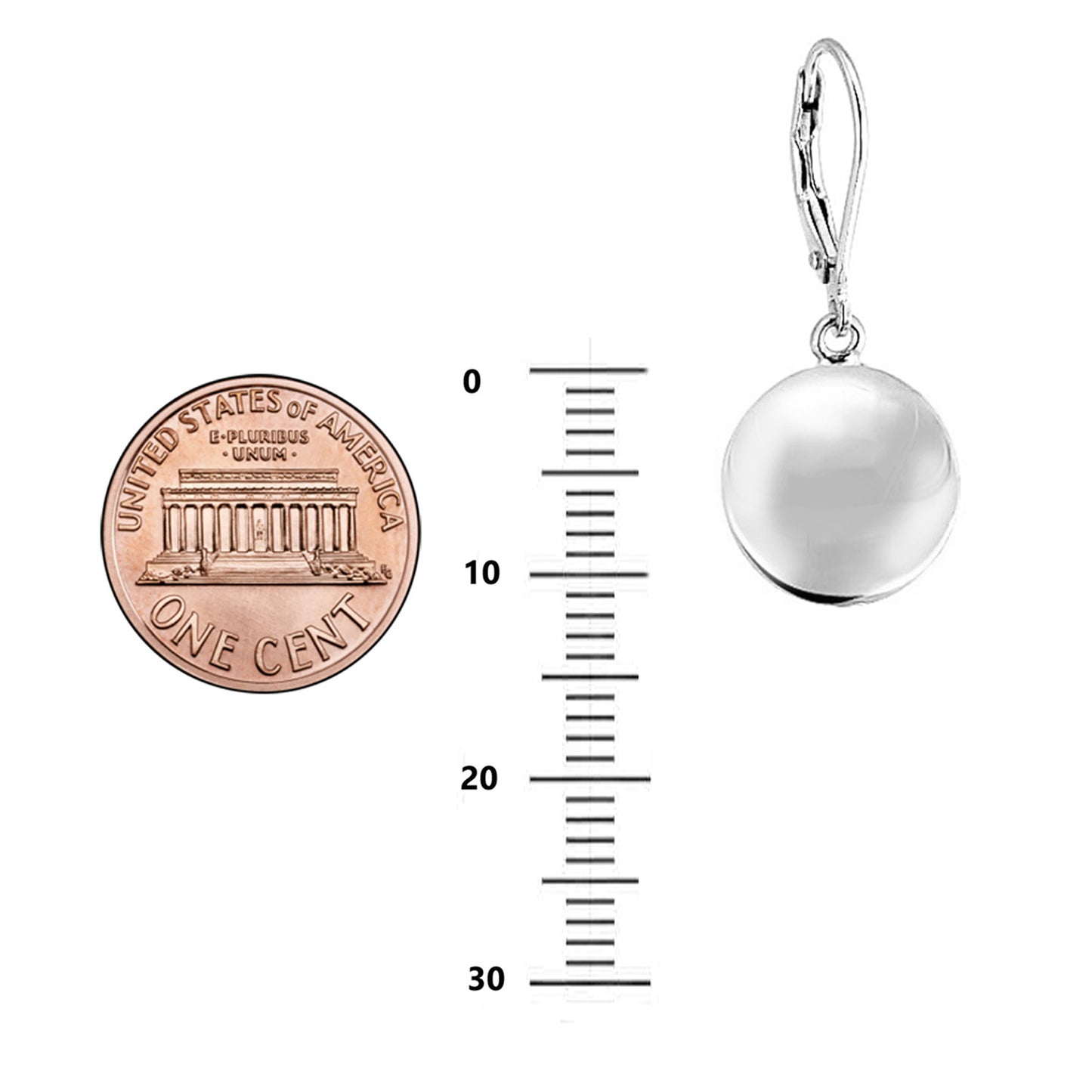 Ritastephens .925 Sterling Silver Lever Back Dangle Ball Earrings – Shiny 12mm Silver Balls, Elegant Lever Back Design, Classic and Timeless Silver Jewelry