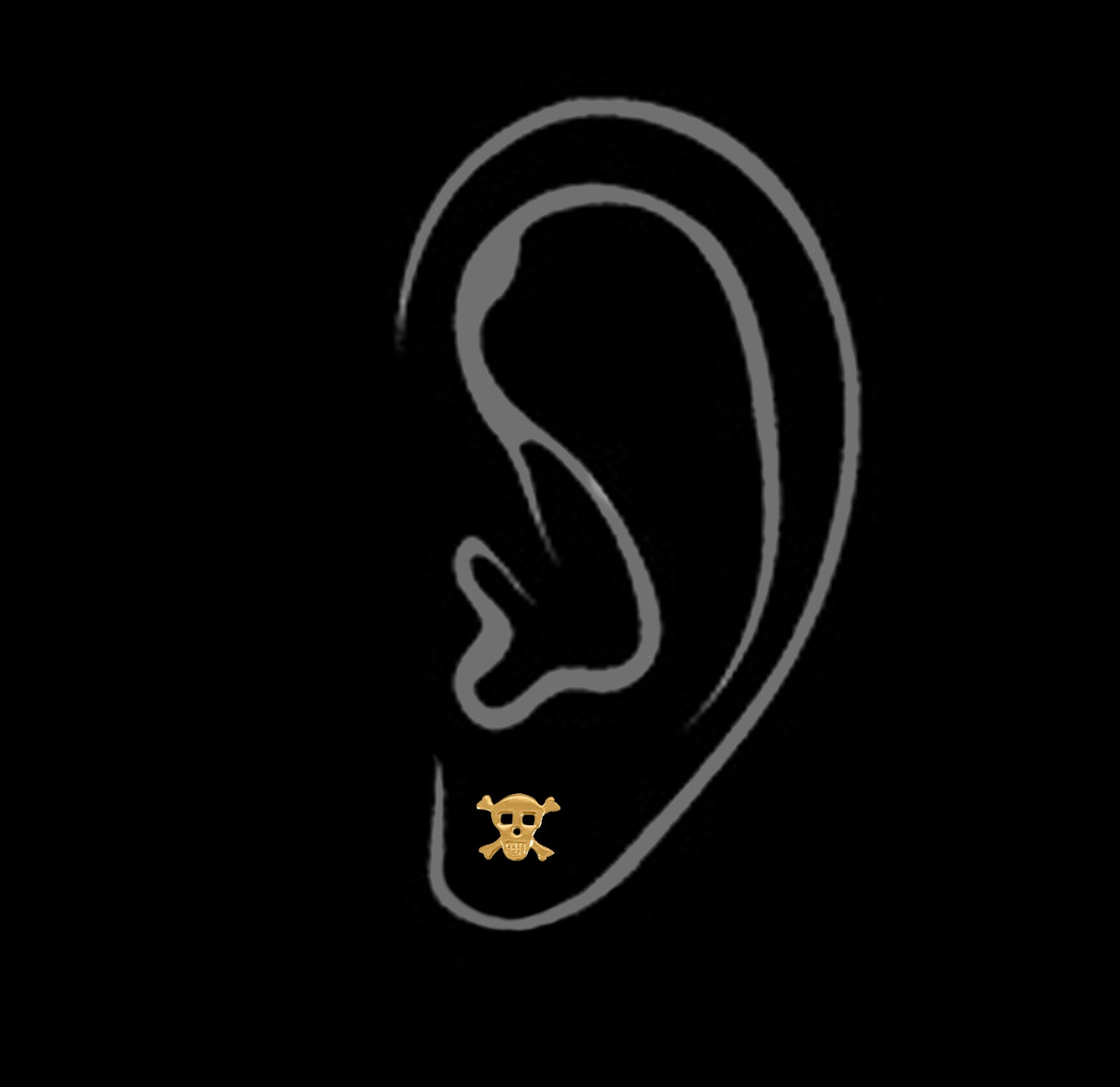 Ritastephens14K Yellow Gold Skull & Crossbones Post Stud Earrings – Edgy and Trendy Gothic Design, Classic Gold Jewelry with Unique Skull and Crossbones Motif