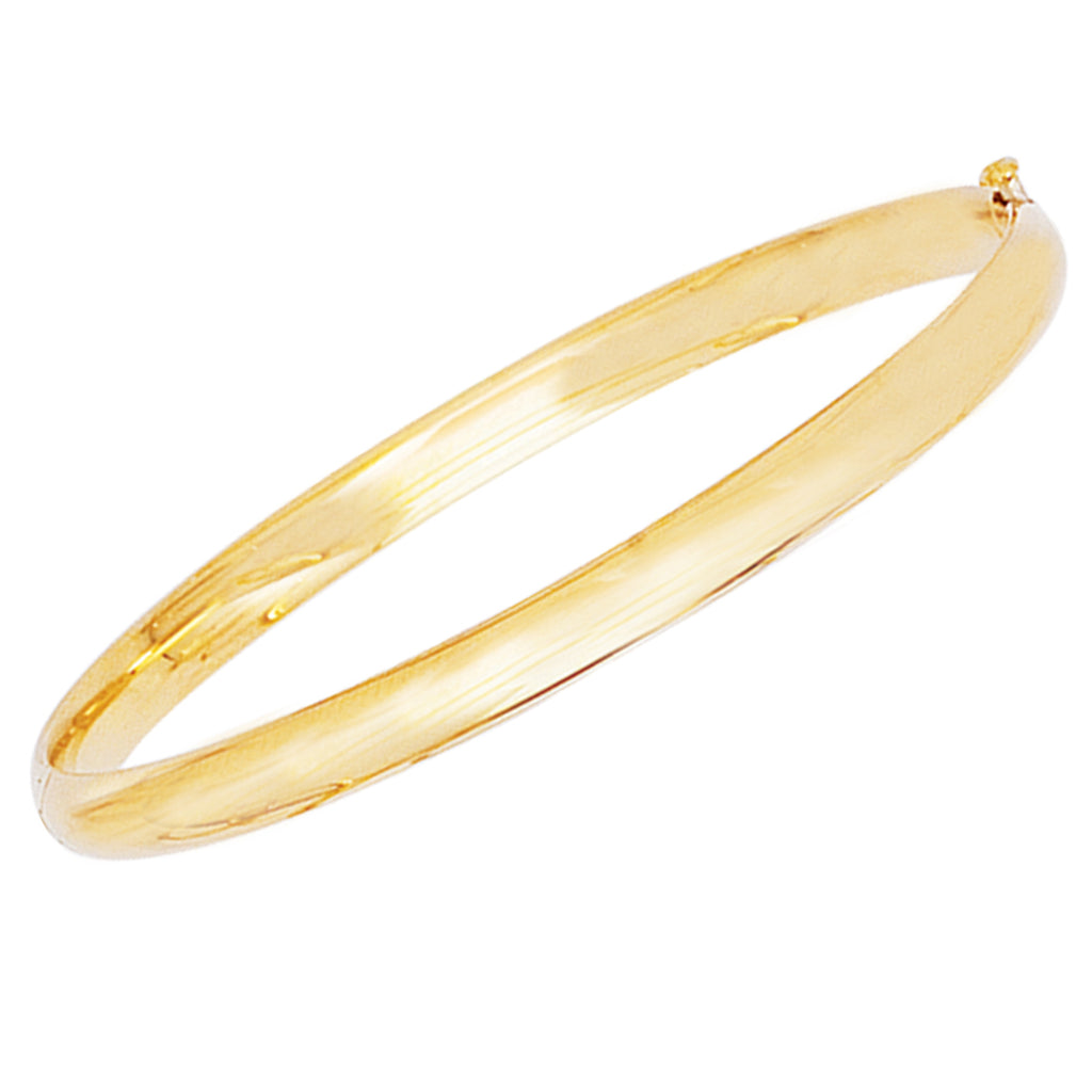 14K Real Gold Children's Plain Shiny Baby Kids Bangle Bracelet 5.5"