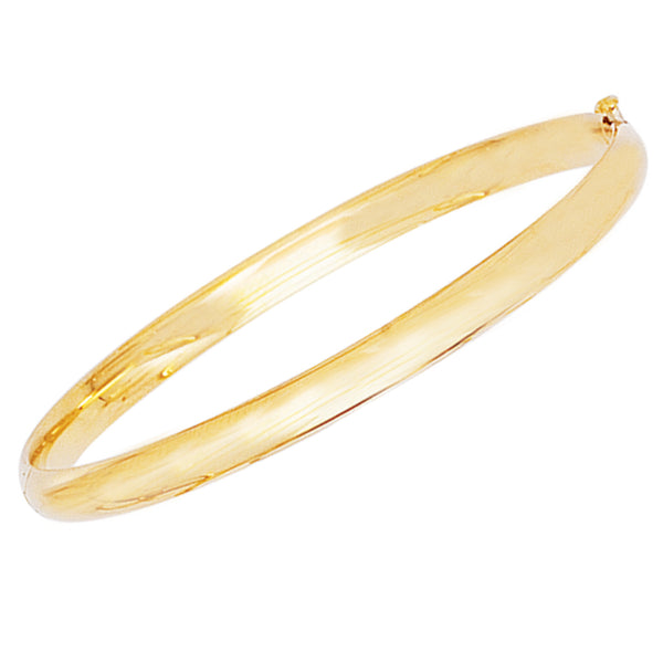 14K Real Gold Children's Plain Shiny Baby Kids Bangle Bracelet 5.5"