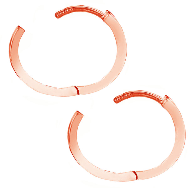 14k Rose Pink Gold Tubular Small Huggy Hoops Earrings 2x11 Mm