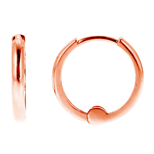 Children's 14k Rose Pink Gold Baby Huggies Earrings Hoops 1.5x9 Mm