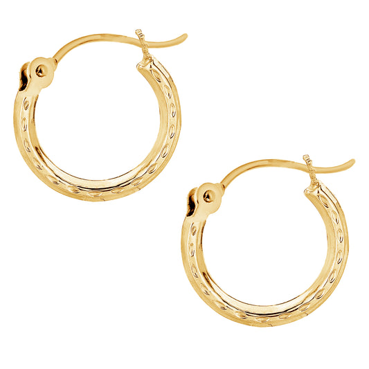 Ritastephens 14K Real Yellow Gold Tubular Hoop Earrings - 2x13mm Classic, Dainty, Lightweight Small Gold Hoops | Minimalist Everyday Jewelry | Solid 14K Gold Earrings for Women