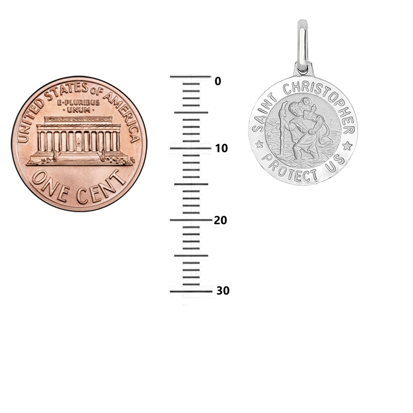 Saint Christopher Medal Charm Pendant and chain Necklace Religious Necklace Sterling silver 925