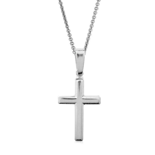 Sterling Silver Baby Cross Charm Pendant Necklace 16" Chain