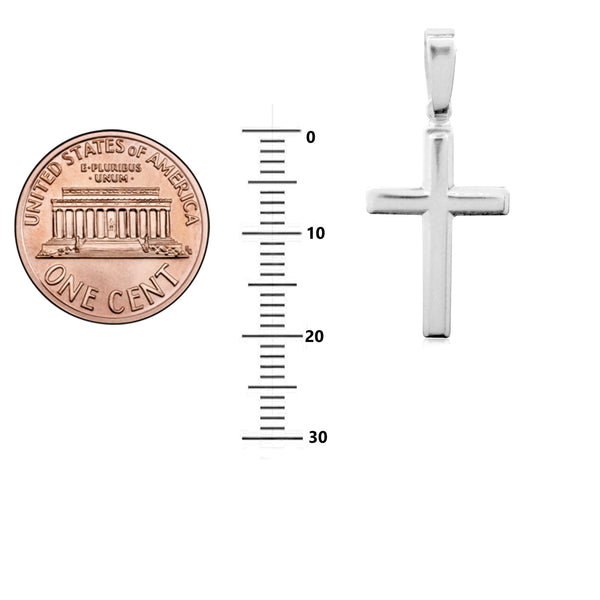 Sterling Silver Baby Cross Charm Pendant Necklace 16" Chain