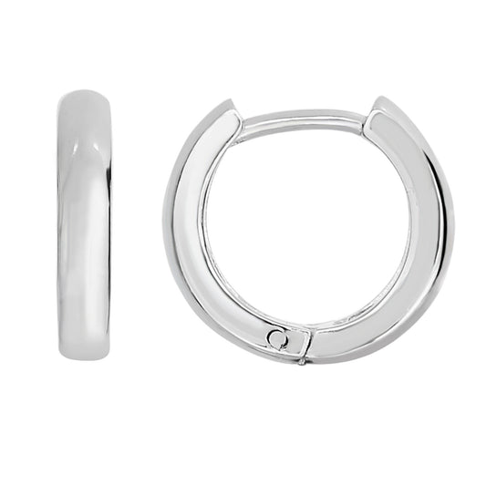 Ritastephens  .925 Sterling Silver Round Huggy Hoop Earrings - 12.5x3mm Small Baby Huggies, Elegant Compact Silver Hoops, Classic & Timeless Design