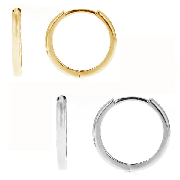 Ritastephens 14k White Gold Mini Huggie Huggy Hoops Earrings 10 mm for Female Adult, Teens and Kids