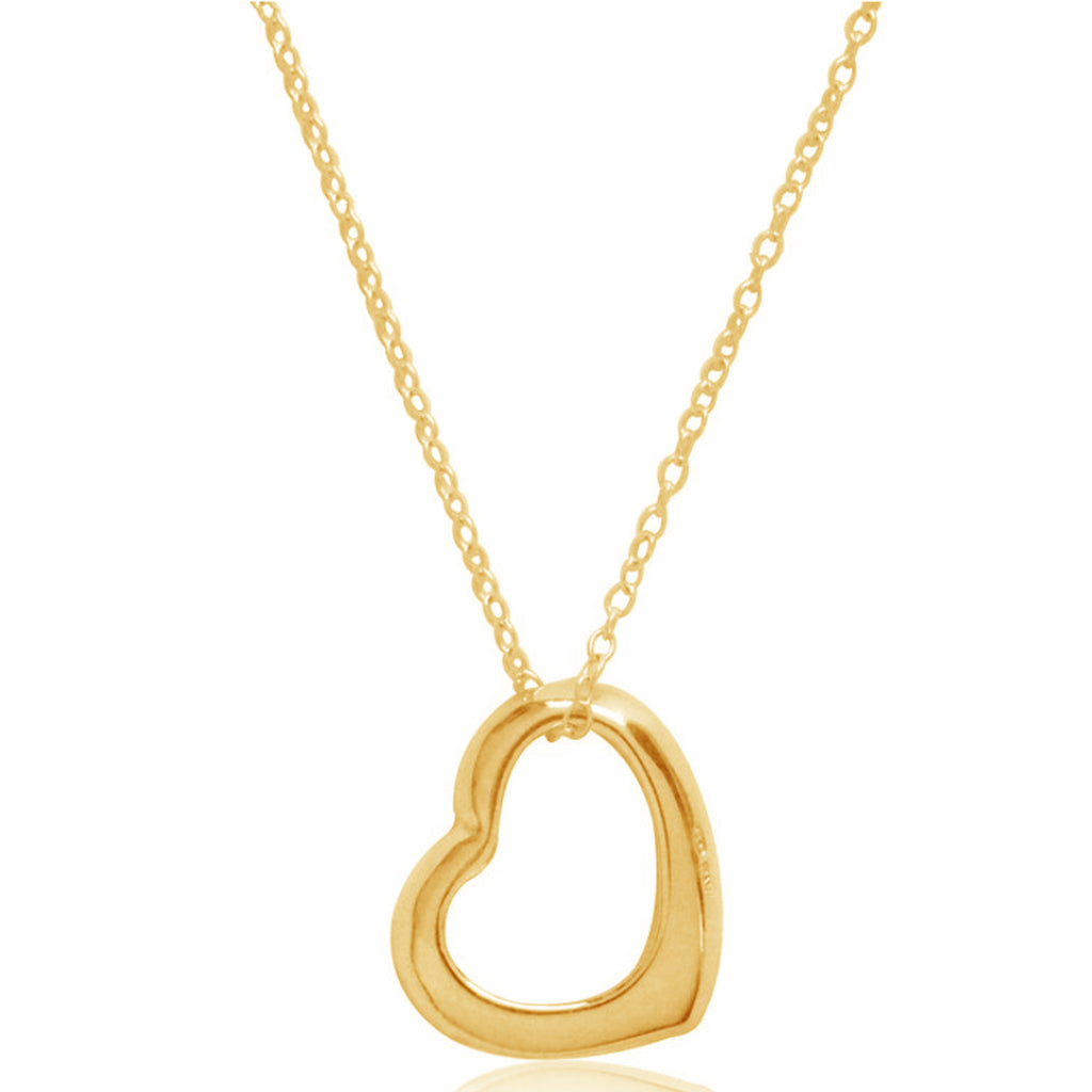Sterling Silver Gold Overlay Floating Open Heart Designer Inspired Necklace 18"