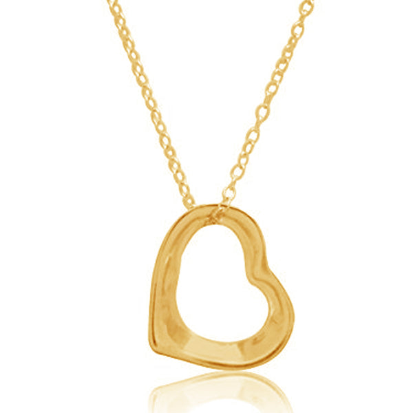 Sterling Silver Gold Overlay Floating Open Heart Designer Inspired Necklace 18"
