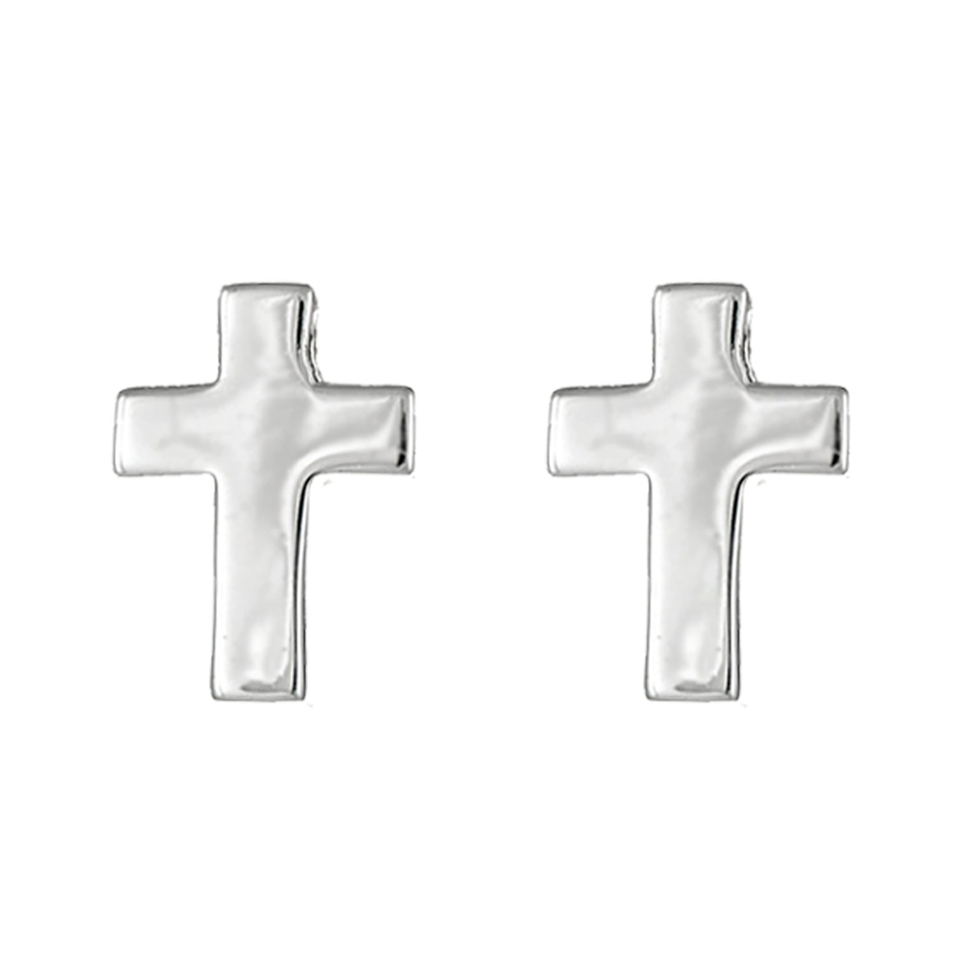 Sterling Silver Tiny Beautiful Cross Studs Posts Earrings 