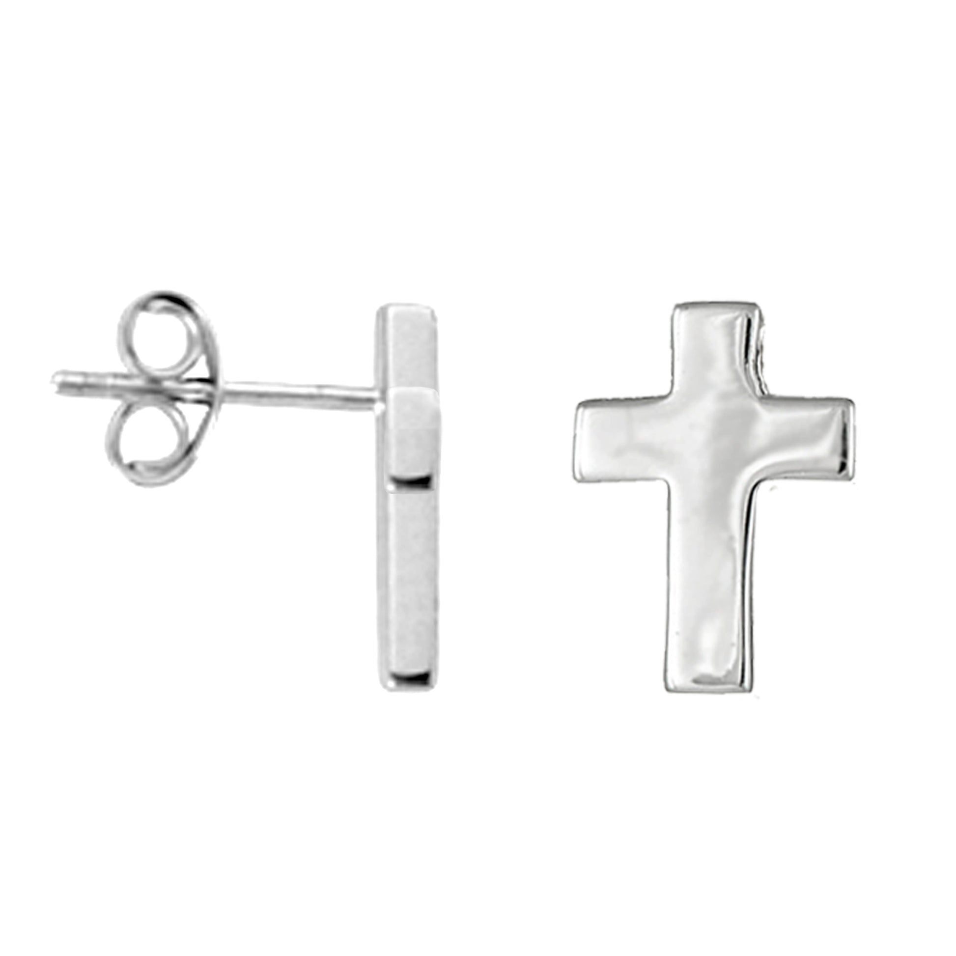 Sterling Silver Miniature Cross Studs Posts Earrings 