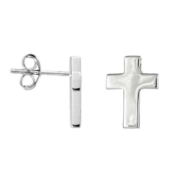 Sterling Silver Miniature Cross Studs Posts Earrings 